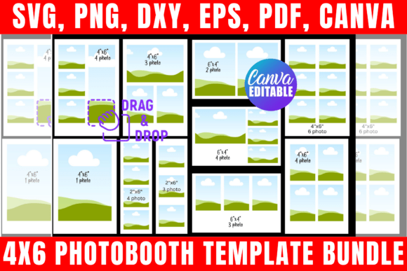 4x6 Photobooth Canva Template Bundle: Design & Print