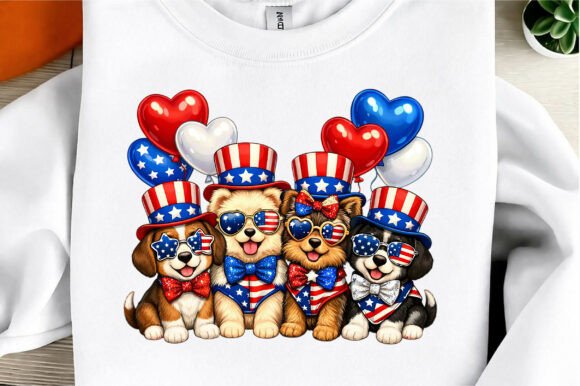 Cute Patriotic Dogs Patchwork PNG: A Design Asset for Every Creator