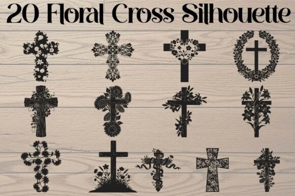 Floral Cross Silhouette: A Symbol of Faith in Design